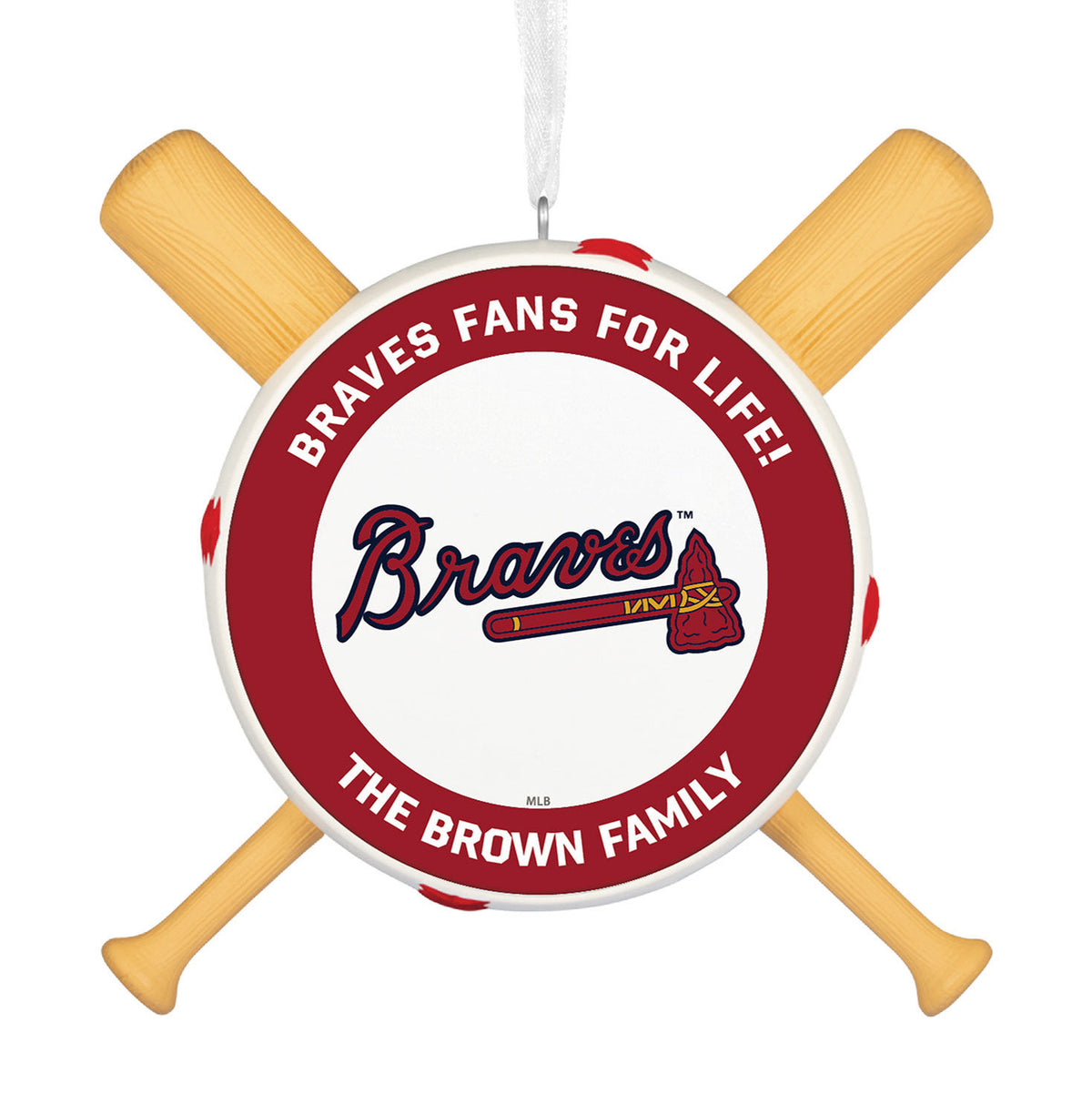MLB Atlanta Braves™ Baseball Personalized Ornament, Custom Text