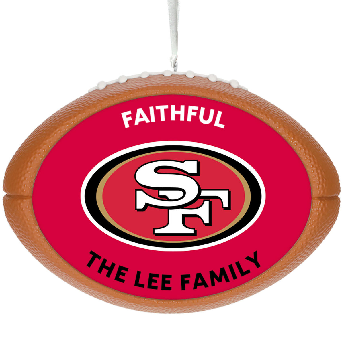NFL San Francisco 49ers Football Personalized Ornament, Custom Text
