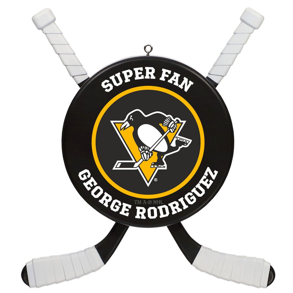 NHL Pittsburgh Penguins® Hockey Personalized Ornament, Custom Text