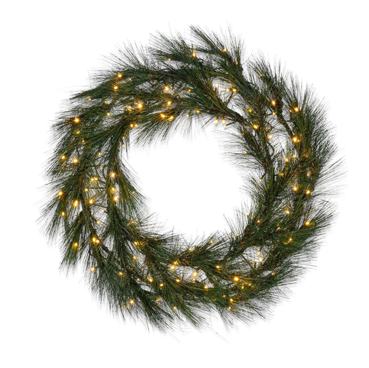 30 in Pre-Lit Scandi Hard Needle Christmas Wreath with 150 Color-Changing LED Lights