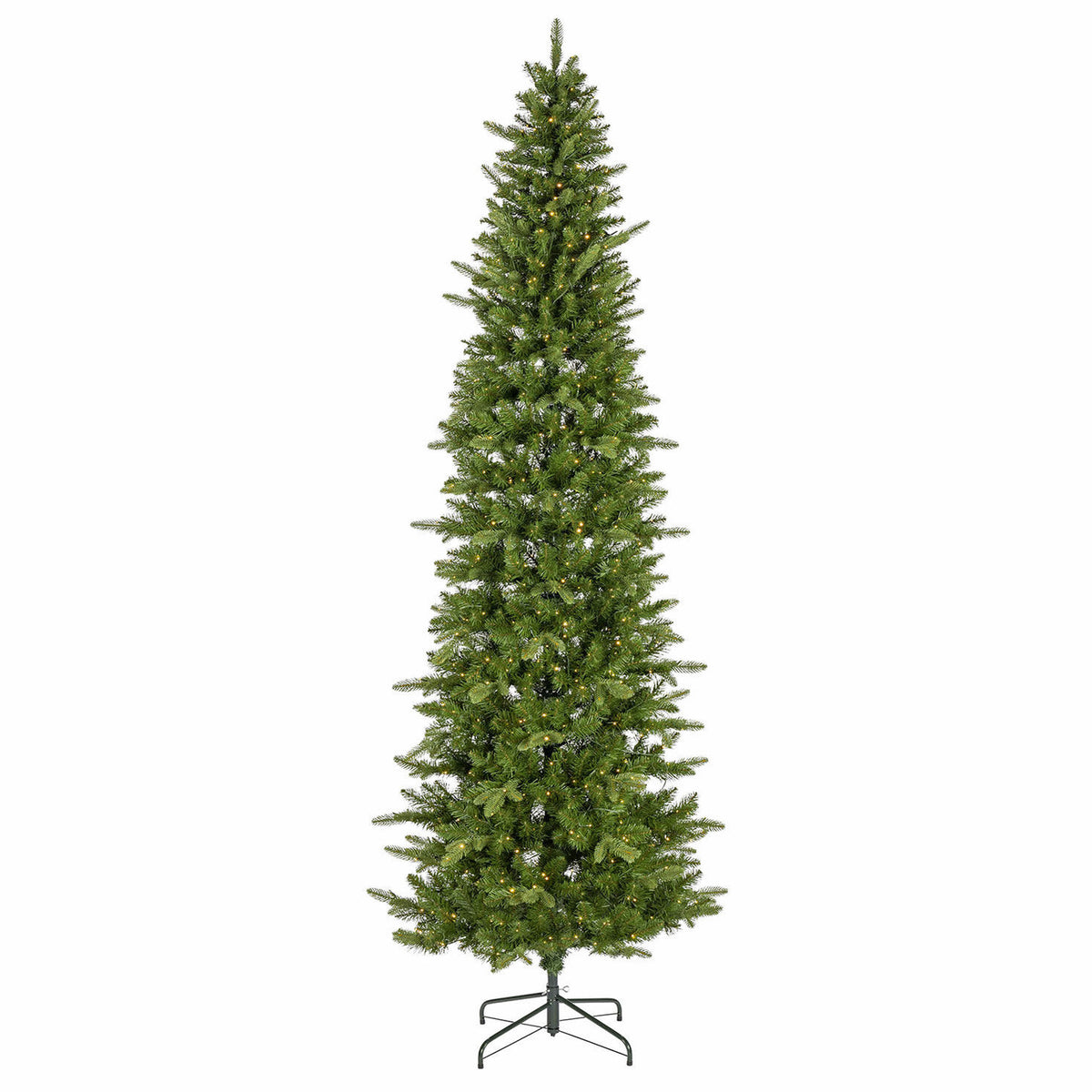 12 ft Pre-Lit Natural Cut Narrow Saginaw Spruce Christmas Tree with 1100 Color-Changing LED Lights