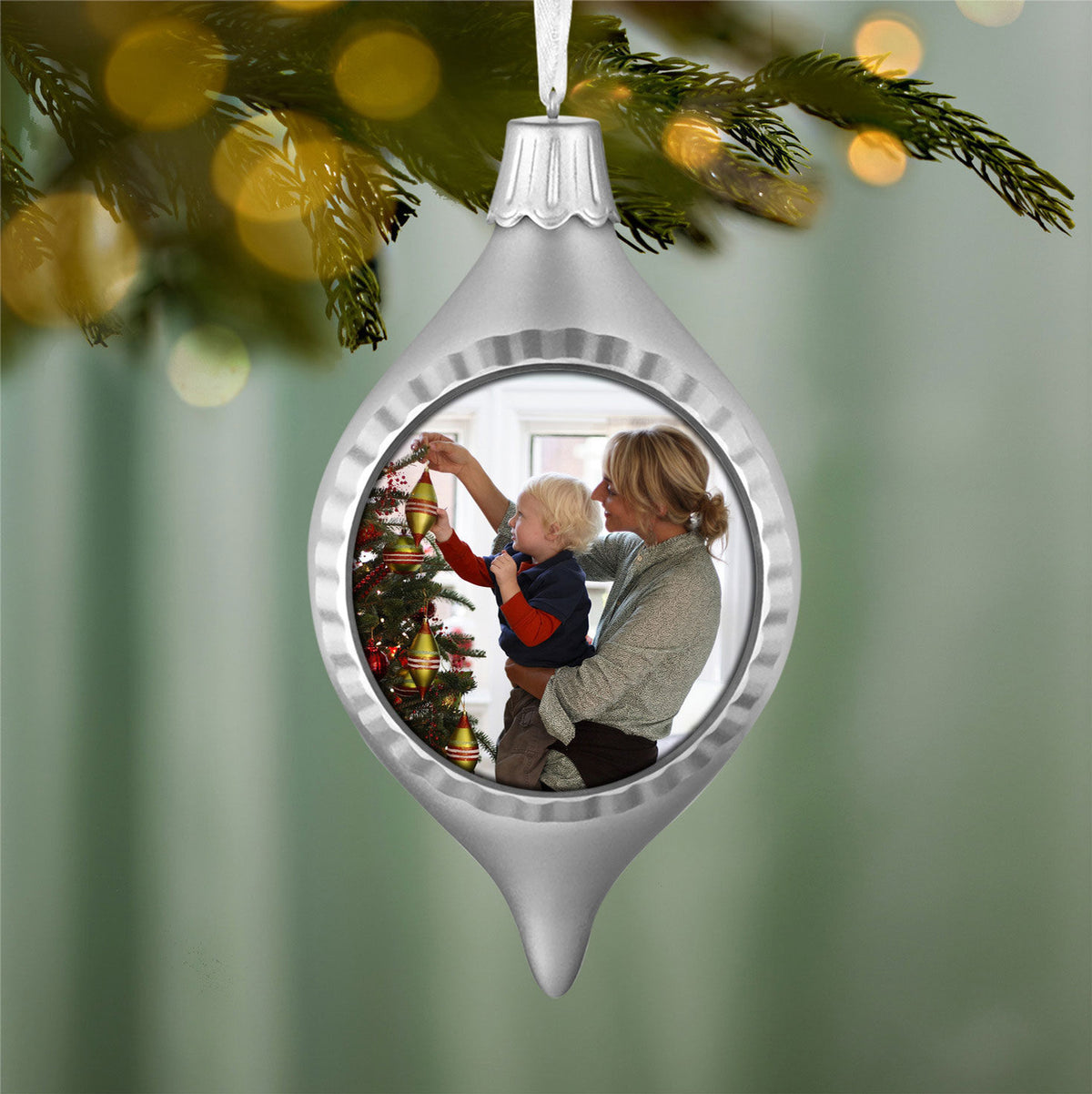 Holiday Finial Personalized Ornament, Custom Photo