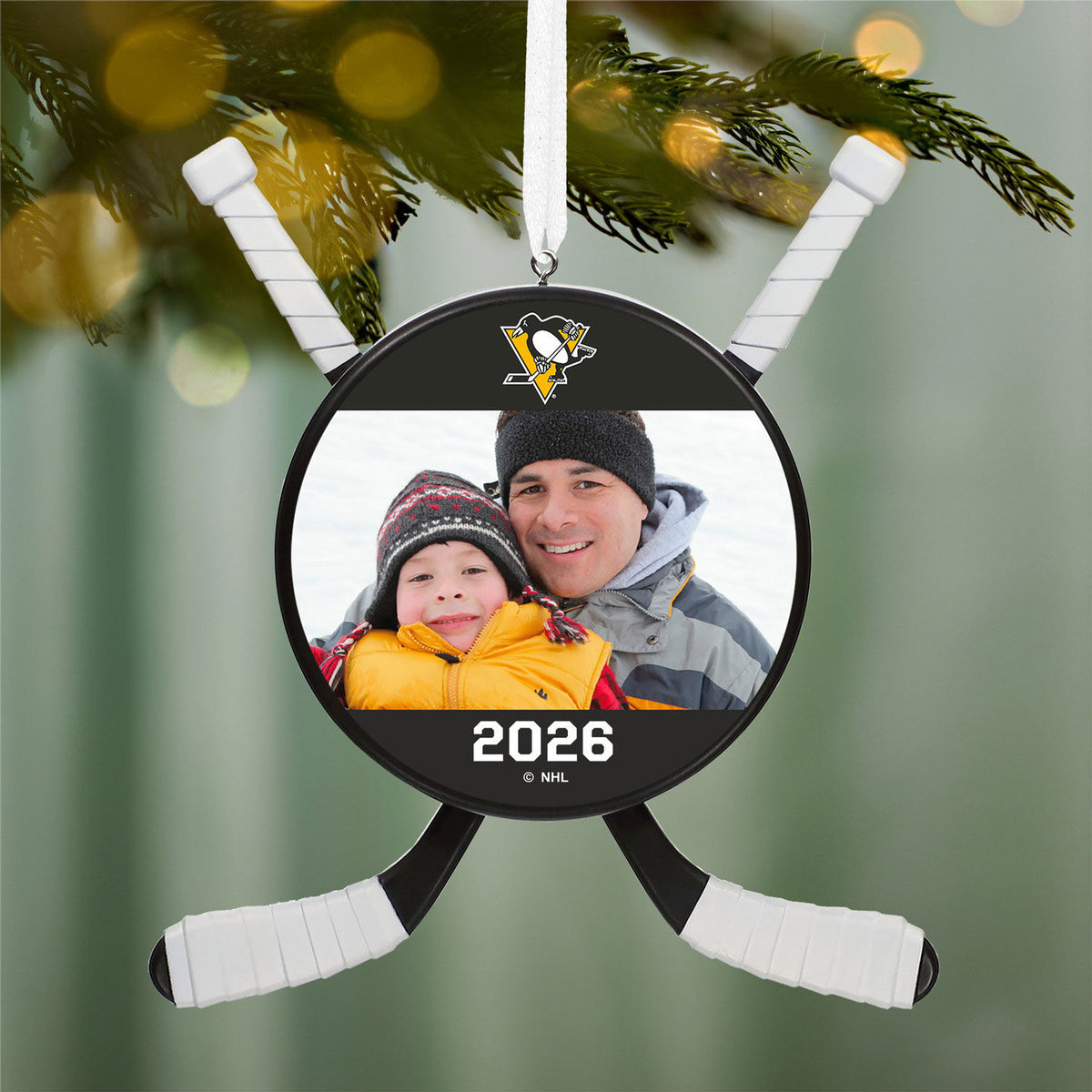 NHL Pittsburgh Penguins® Hockey Personalized Ornament, Custom Photo and Text