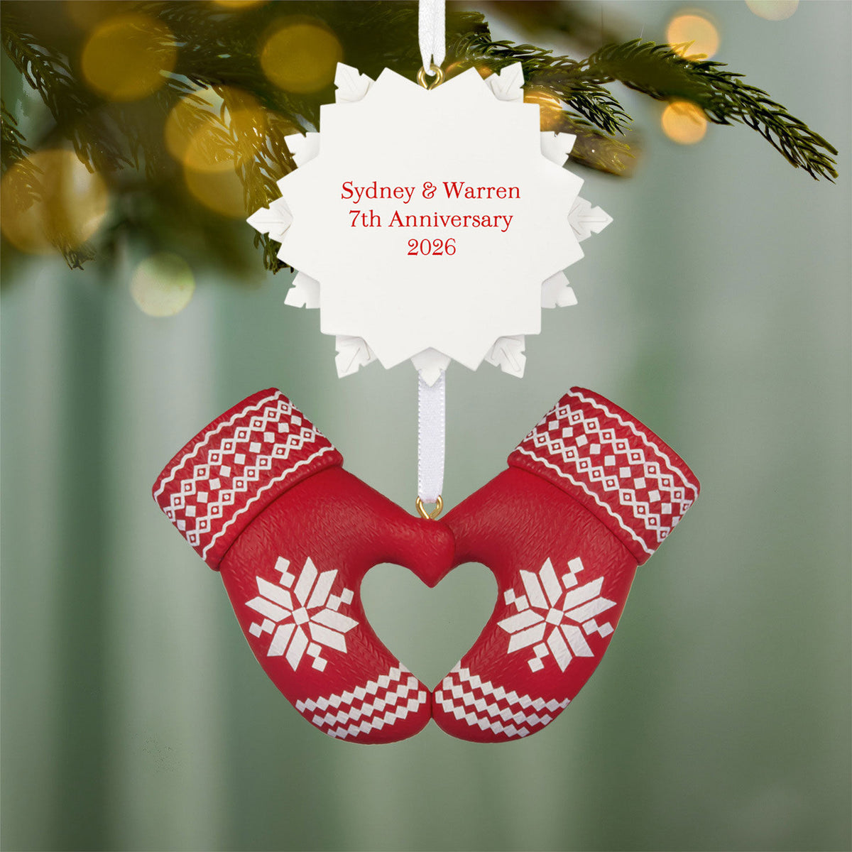 Merry Mittens Personalized Ornament, Custom Text