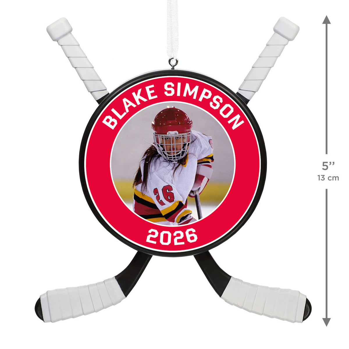 Hockey Star Personalized Photo Ornament, Custom Photo and Text