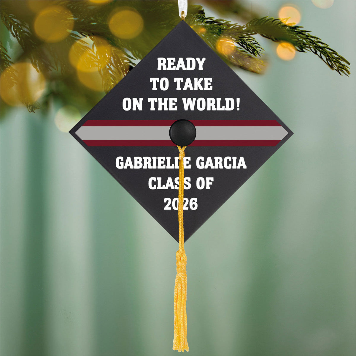 Graduation Cap Personalized Ornament, Custom Text