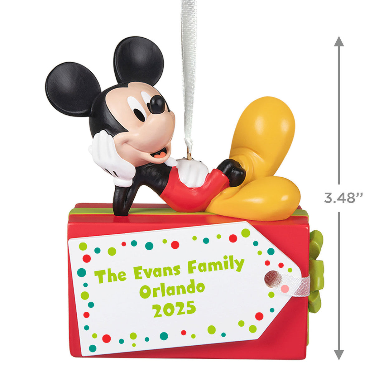 Disney Mickey Mouse Christmas Present Personalized Ornament, Custom Text