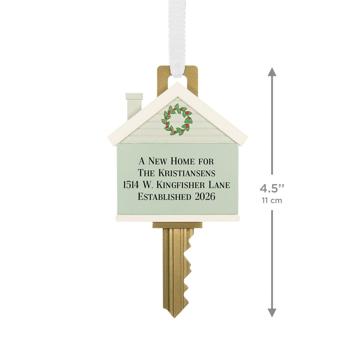 New Home Key Personalized Ornament, Custom Text