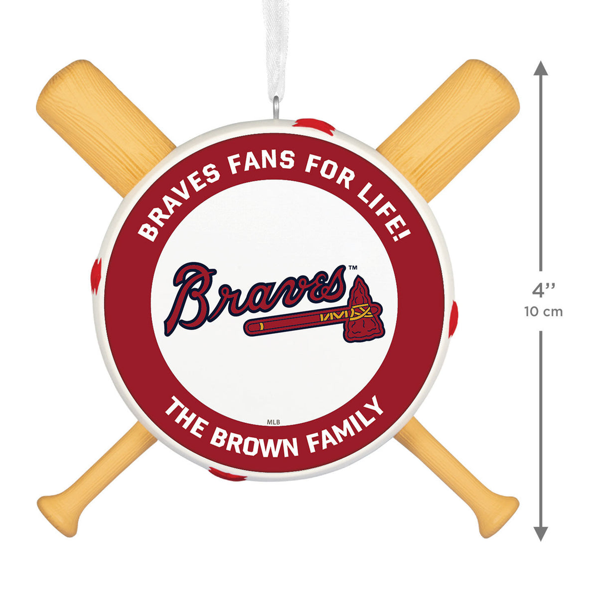 MLB Atlanta Braves™ Baseball Personalized Ornament, Custom Text