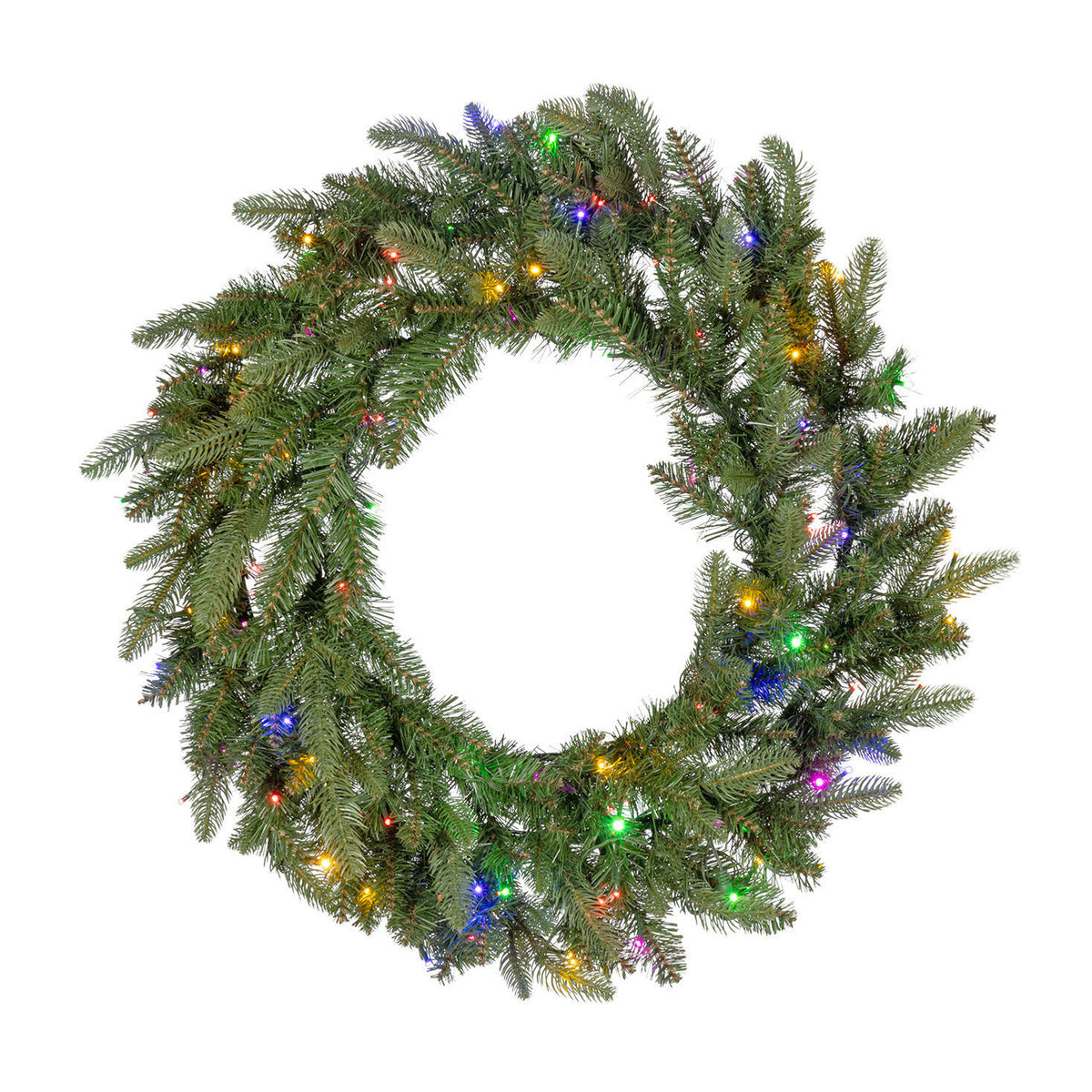 30 in Pre-Lit Natural Cut Saginaw Spruce Wreath with 100 Color-Changing LED Lights