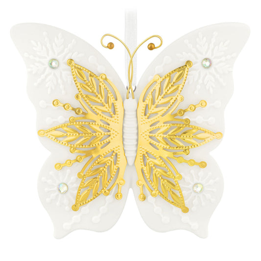 10th Anniversary Brilliant Butterflies Porcelain and Metal Ornament
