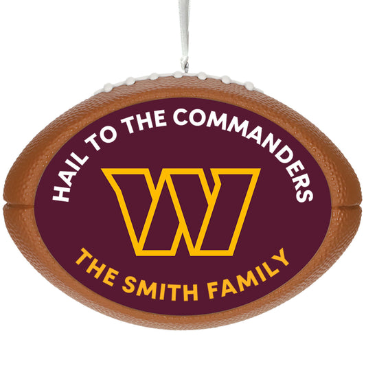 NFL Washington Commanders Football Personalized Ornament, Custom Text