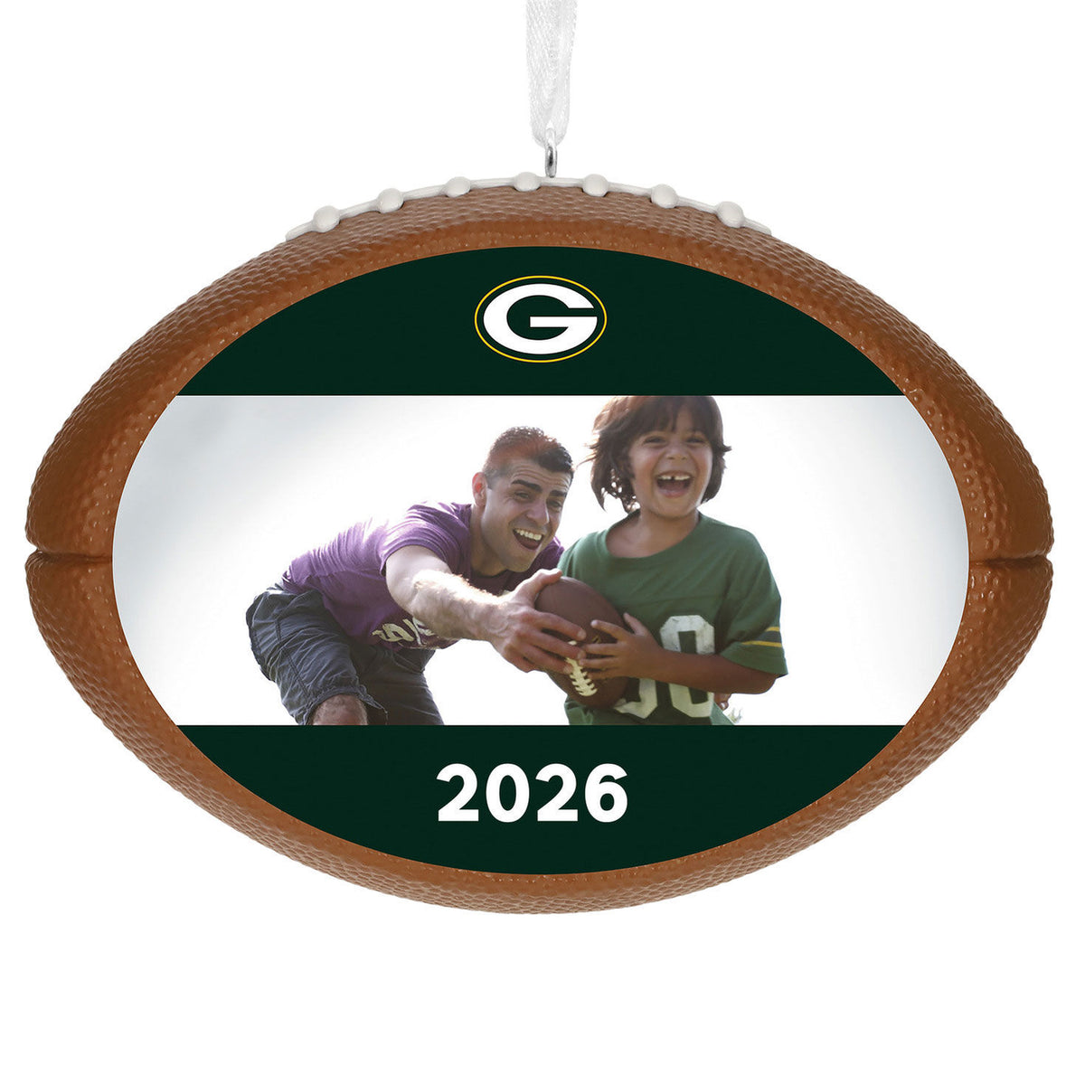 NFL Green Bay Packers Football Personalized Ornament, Custom Photo and Text