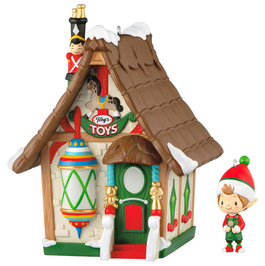 Welcome to Elfville Tony's Toys Ornaments, Set of 2