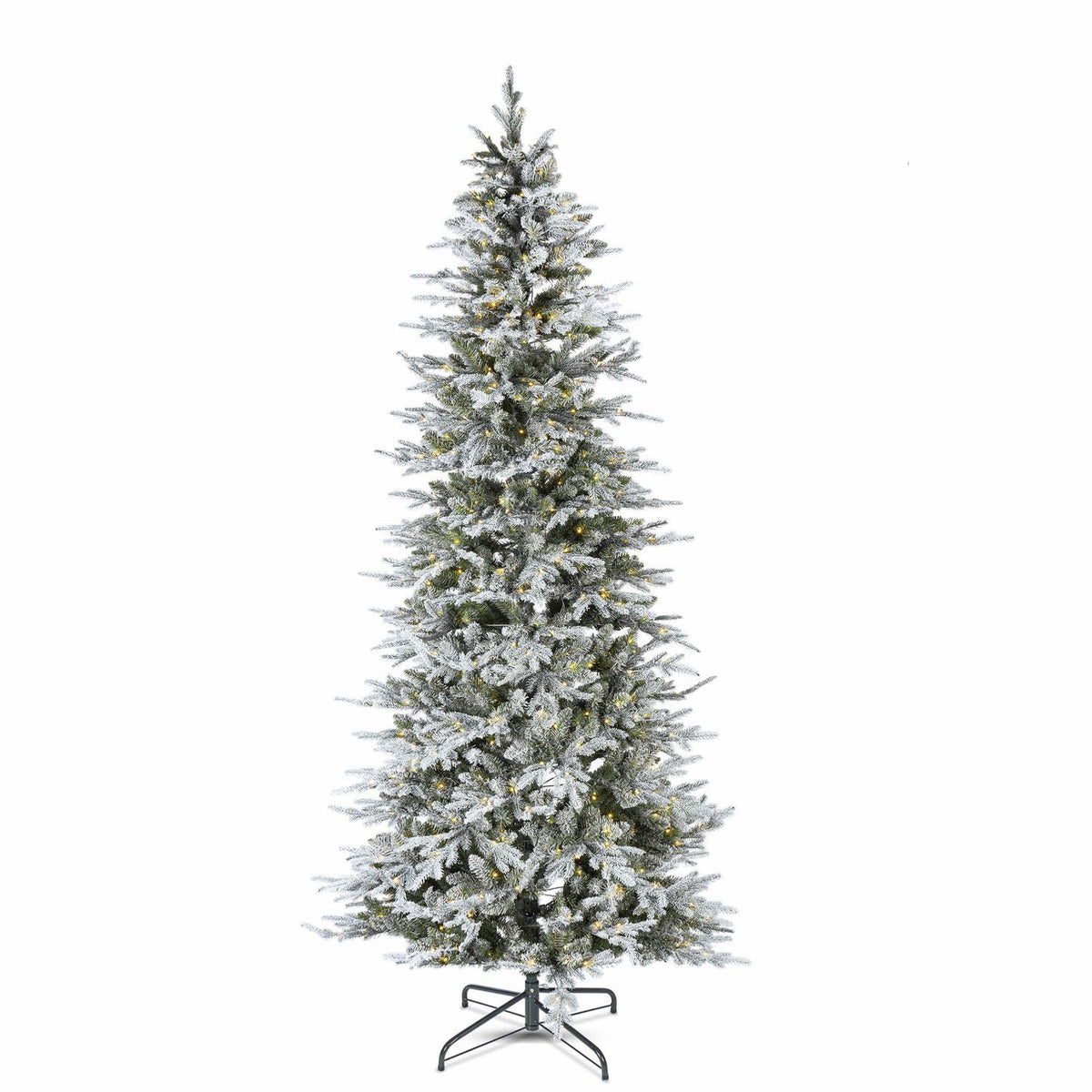 7.5 ft Pre-Lit Natural Cut Flocked Spruce Christmas Tree with 500 Warm White LED Lights and 2270 Tips