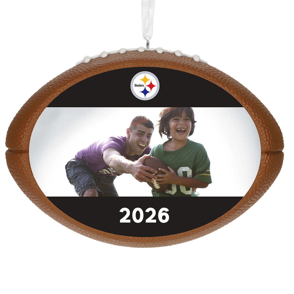 NFL Pittsburgh Steelers Football Personalized Ornament, Custom Photo and Text