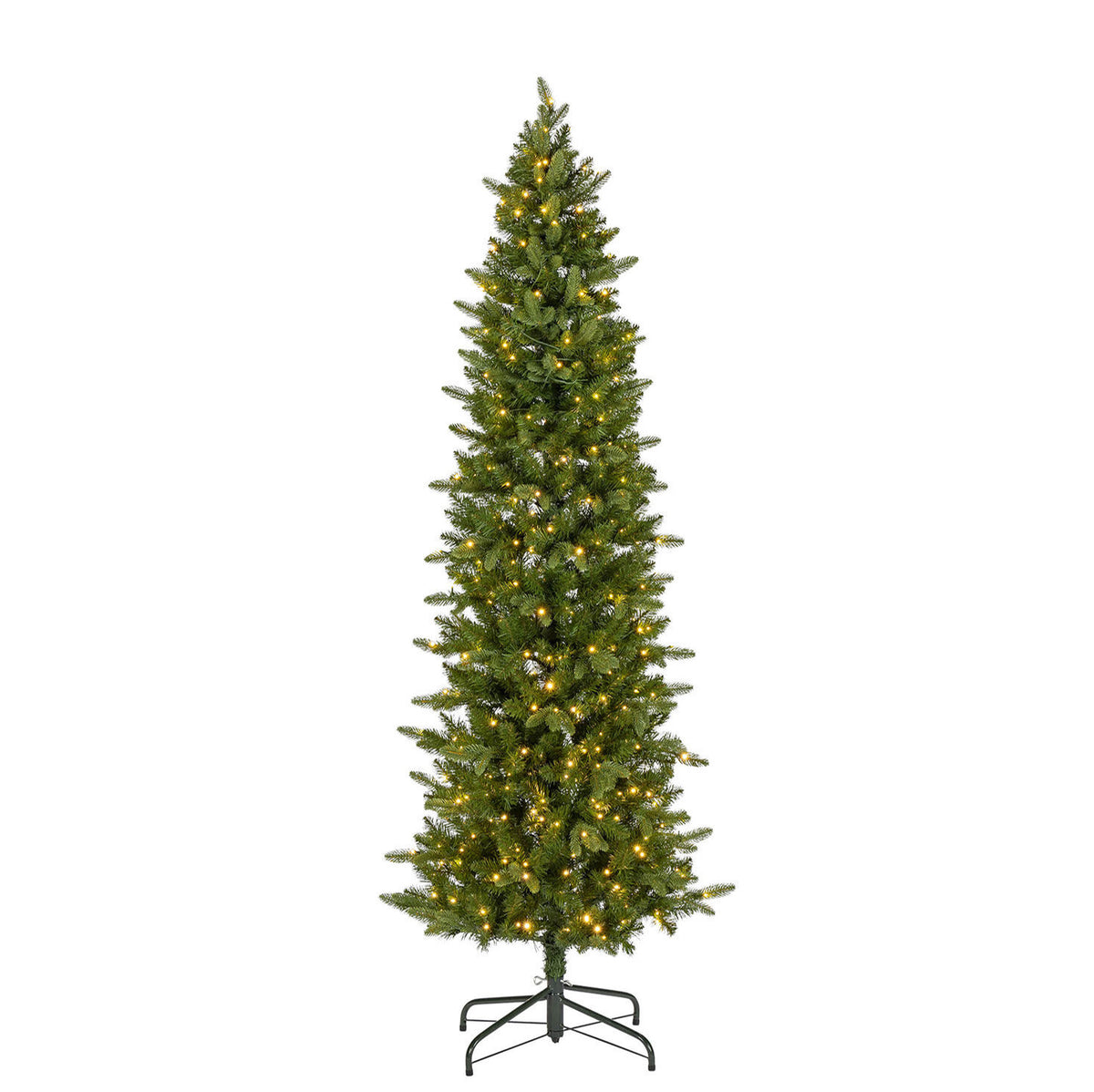 7.5 ft Pre-Lit Natural Cut Narrow Saginaw Spruce Christmas Tree with 450 Color-Changing LED Lights