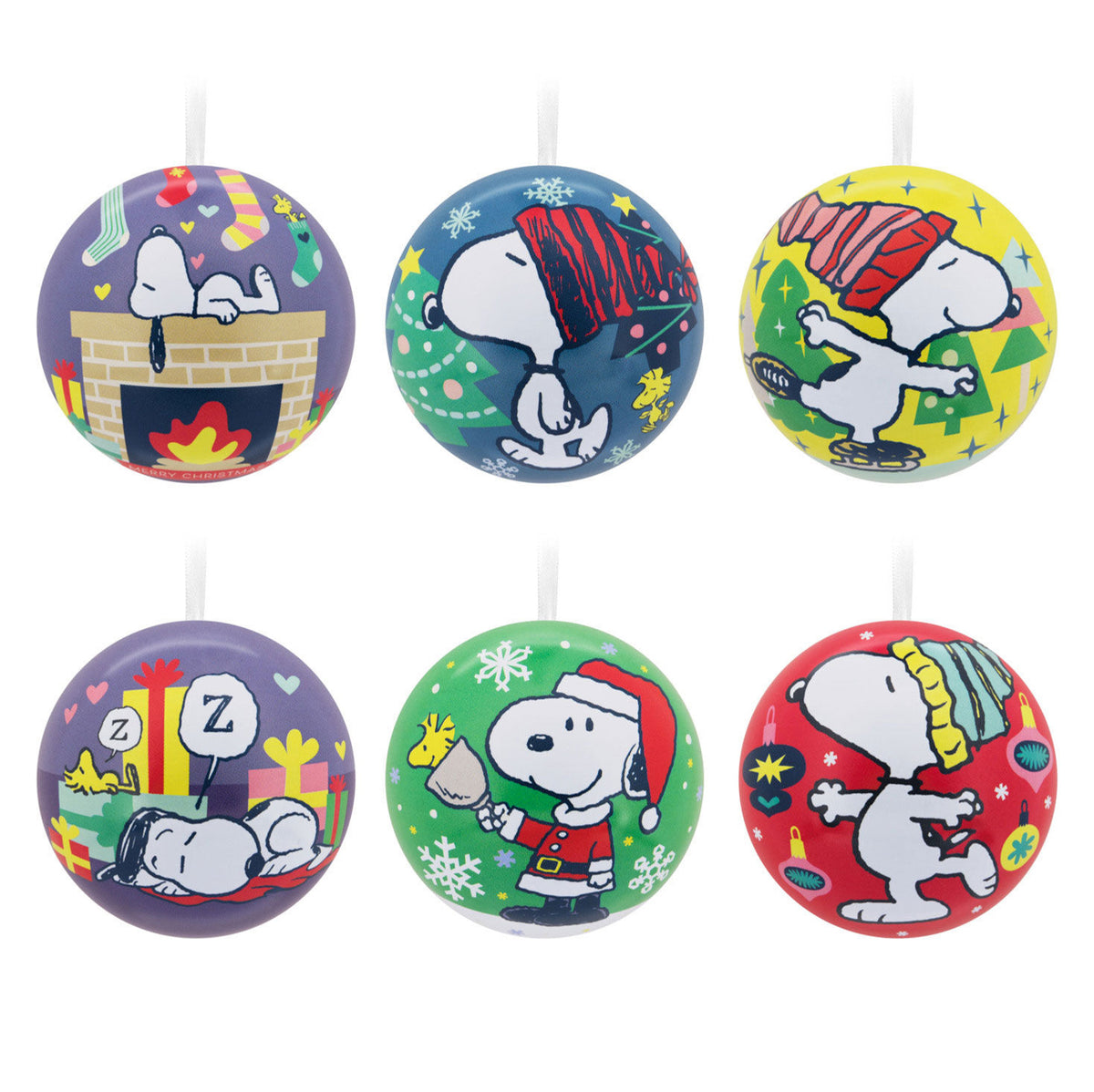 Peanuts® Tin Ball Hallmark Ornaments, Set of 12
