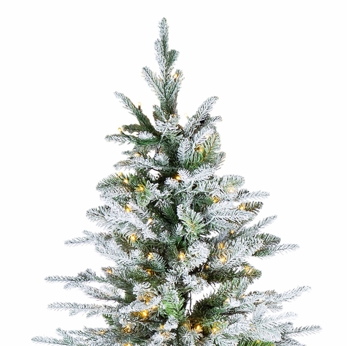 9 ft Pre-Lit Natural Cut Flocked Spruce Christmas Tree with 700 Warm White LED Lights and 2925 Tips