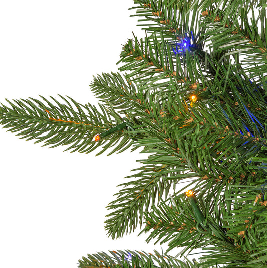 12 ft Pre-Lit Natural Cut Narrow Saginaw Spruce Christmas Tree with 1100 Color-Changing LED Lights