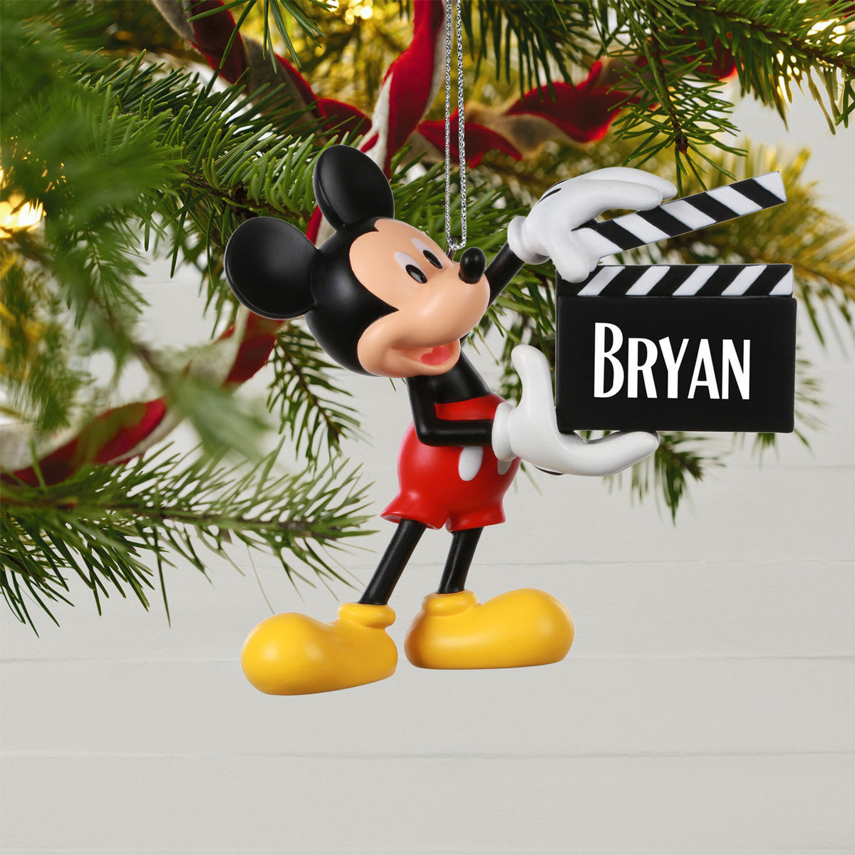 Disney Mickey Mouse With Clapperboard Personalized Ornament, Custom Text