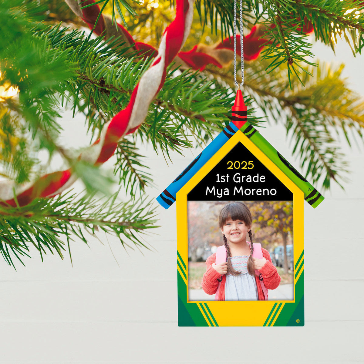Crayola® Schoolhouse Personalized Ornament, Custom Photo and Text