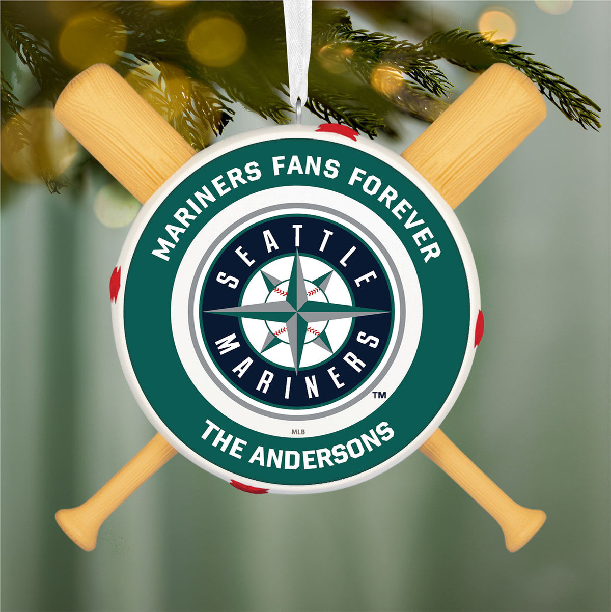 MLB Seattle Mariners™ Baseball Personalized Ornament, Custom Text