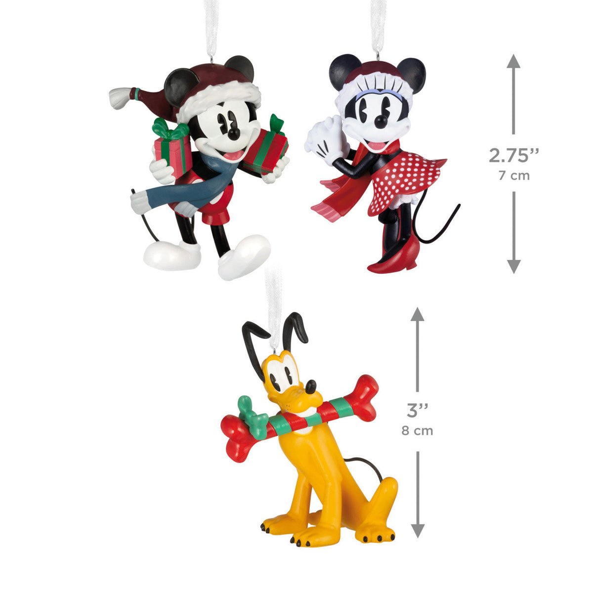 Disney Mickey and Friends Mickey, Minnie and Pluto Hallmark Ornaments, Set of 3