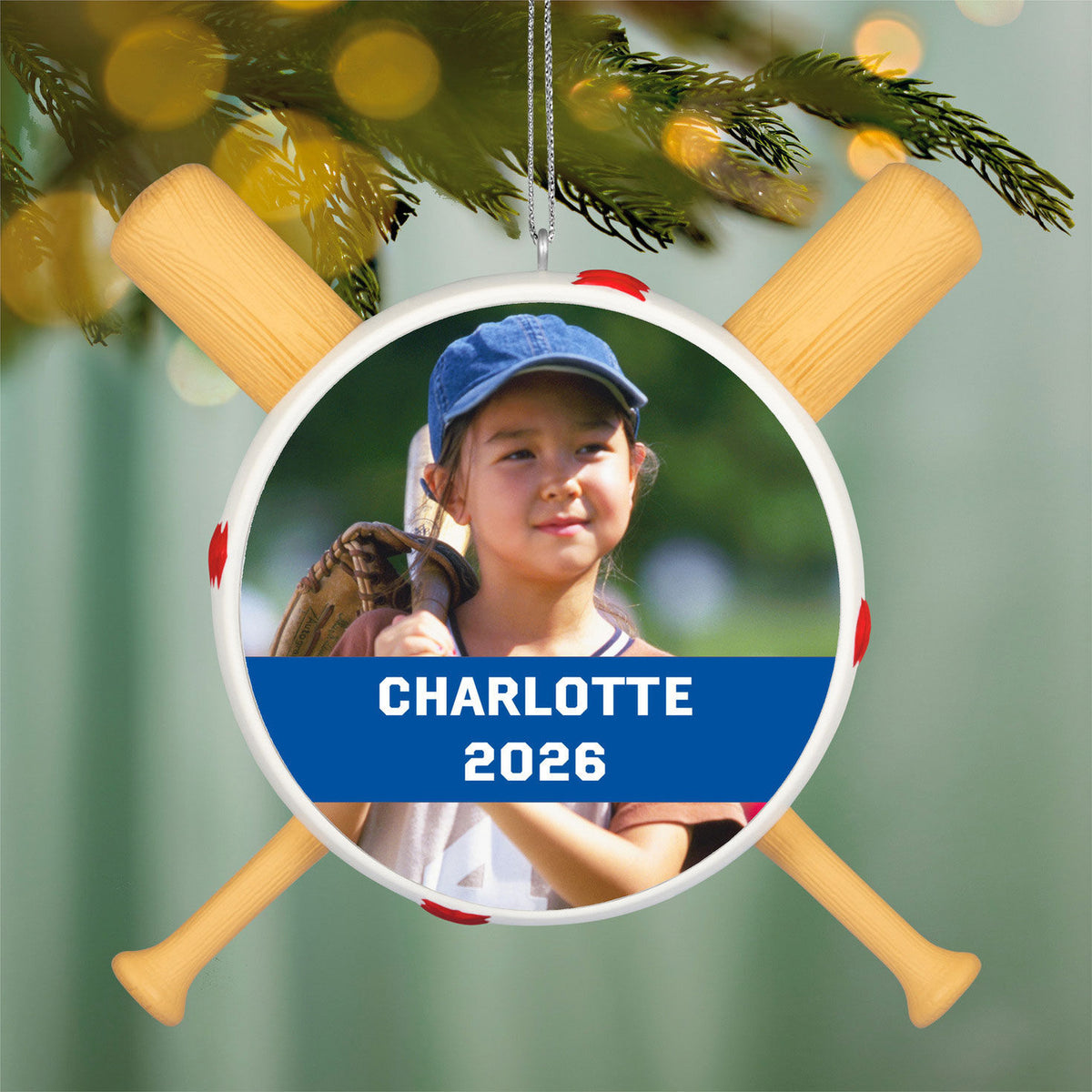 Baseball Personalized Ornament, Custom Photo and Text