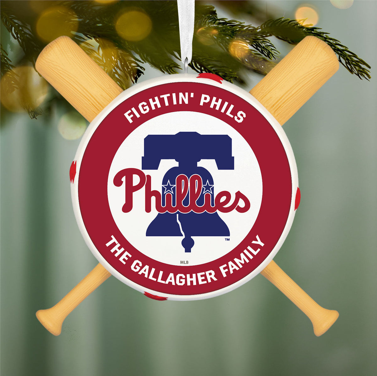 MLB Philadelphia Phillies™ Baseball Personalized Ornament, Custom Text