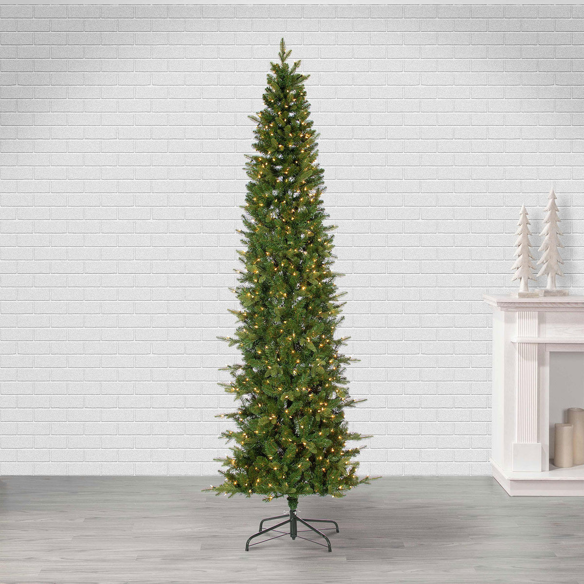 9 ft Pre-Lit Natural Cut Narrow Saginaw Spruce Christmas Tree with 750 Color-Changing LED Lights
