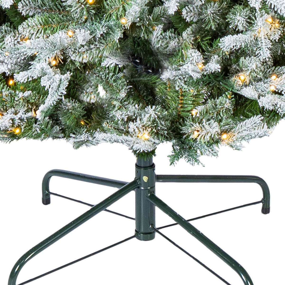 9 ft Pre-Lit Natural Cut Flocked Spruce Christmas Tree with 700 Warm White LED Lights and 2925 Tips