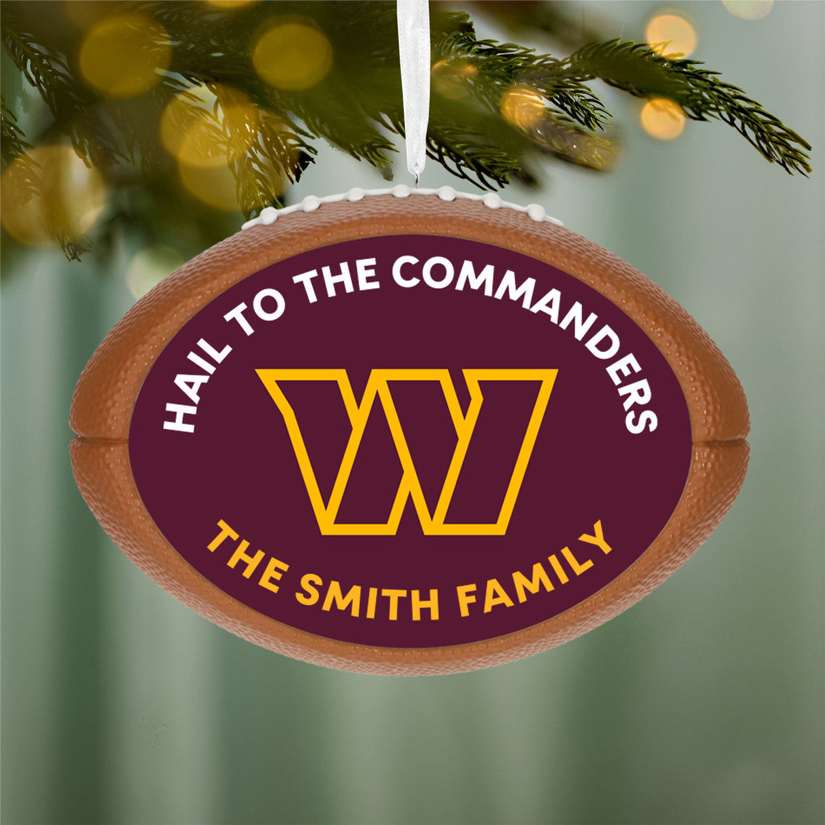 NFL Washington Commanders Football Personalized Ornament, Custom Text