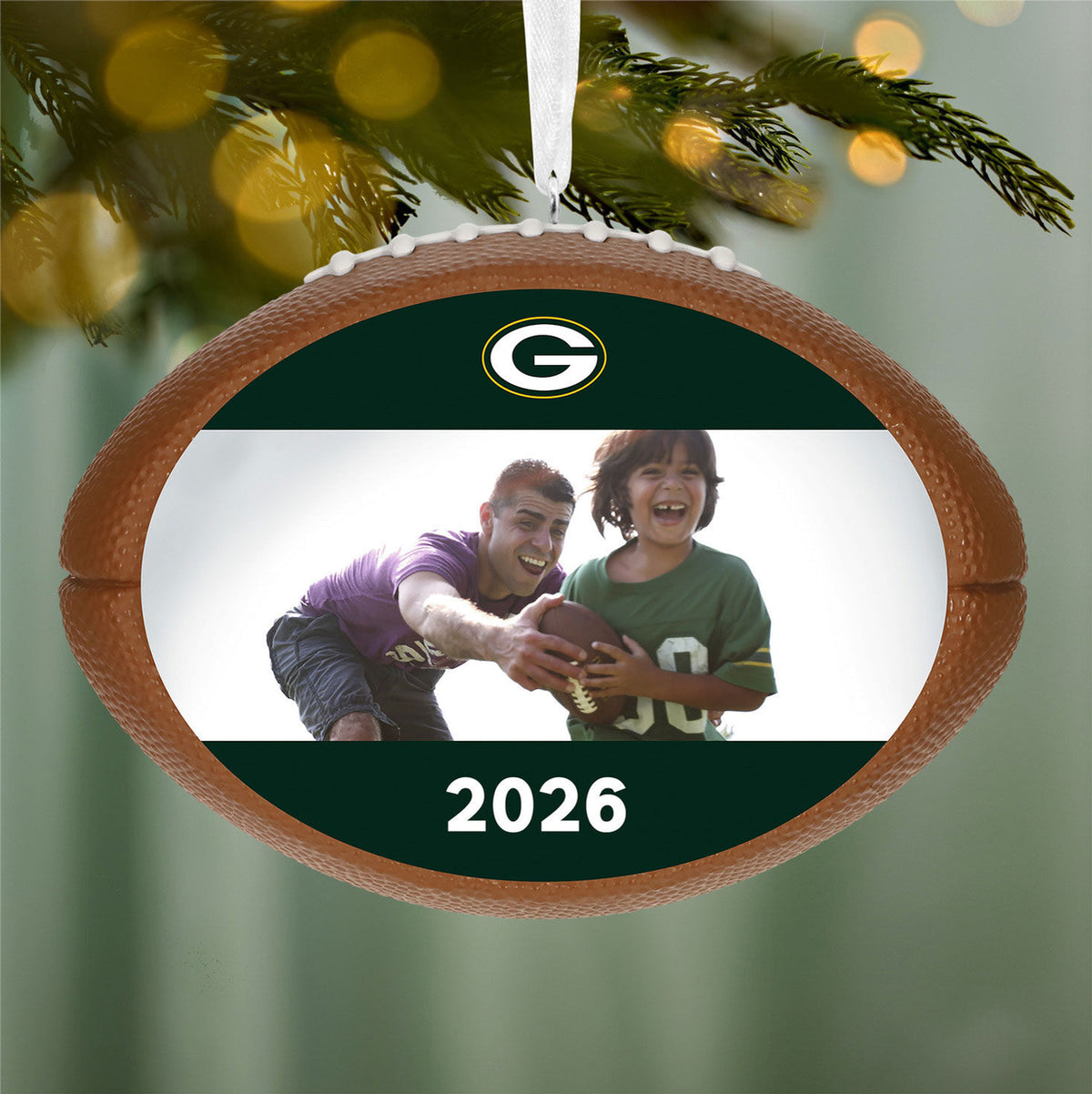 NFL Green Bay Packers Football Personalized Ornament, Custom Photo and Text