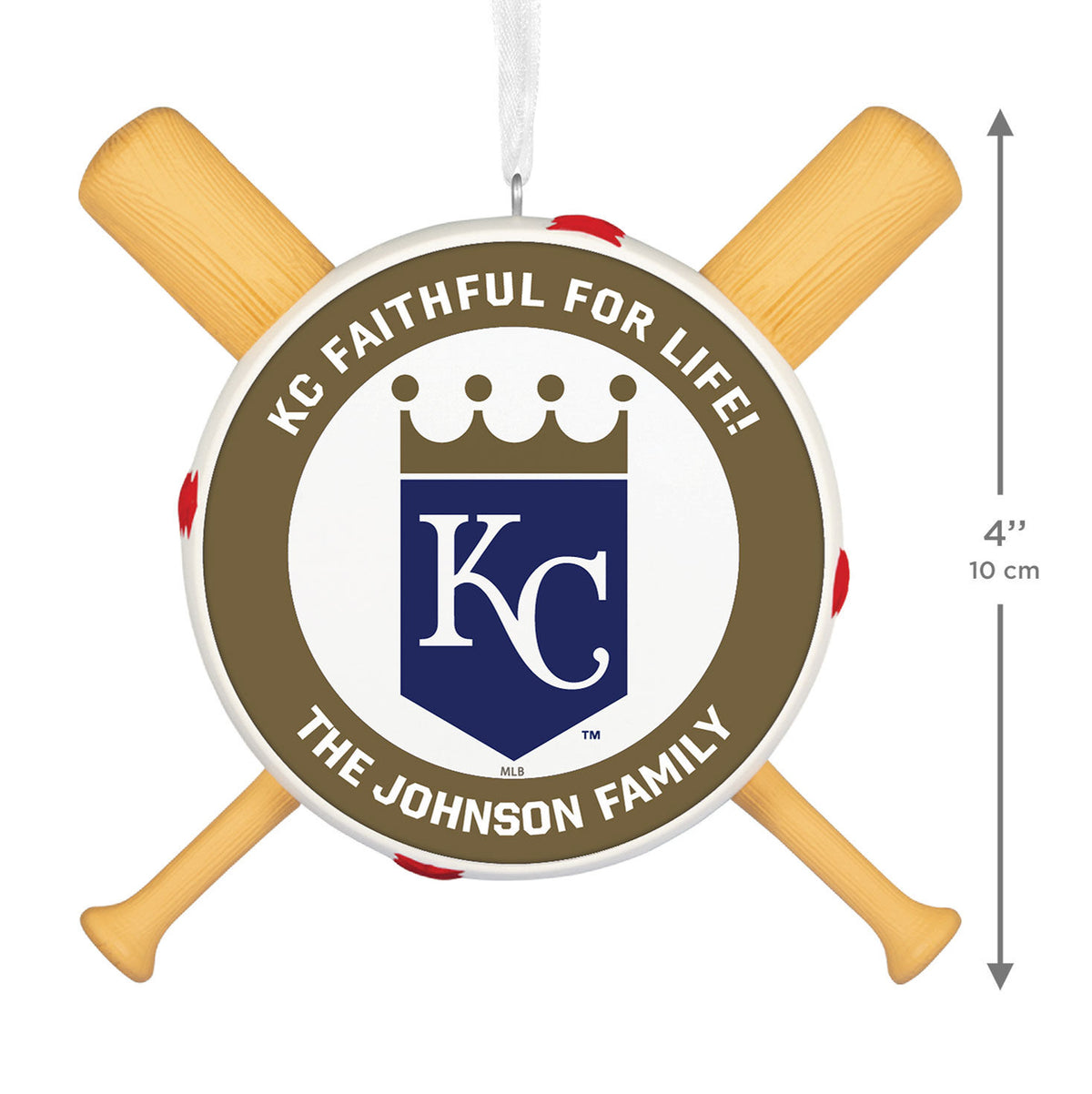 MLB Kansas City Royals™ Baseball Personalized Ornament, Custom Text