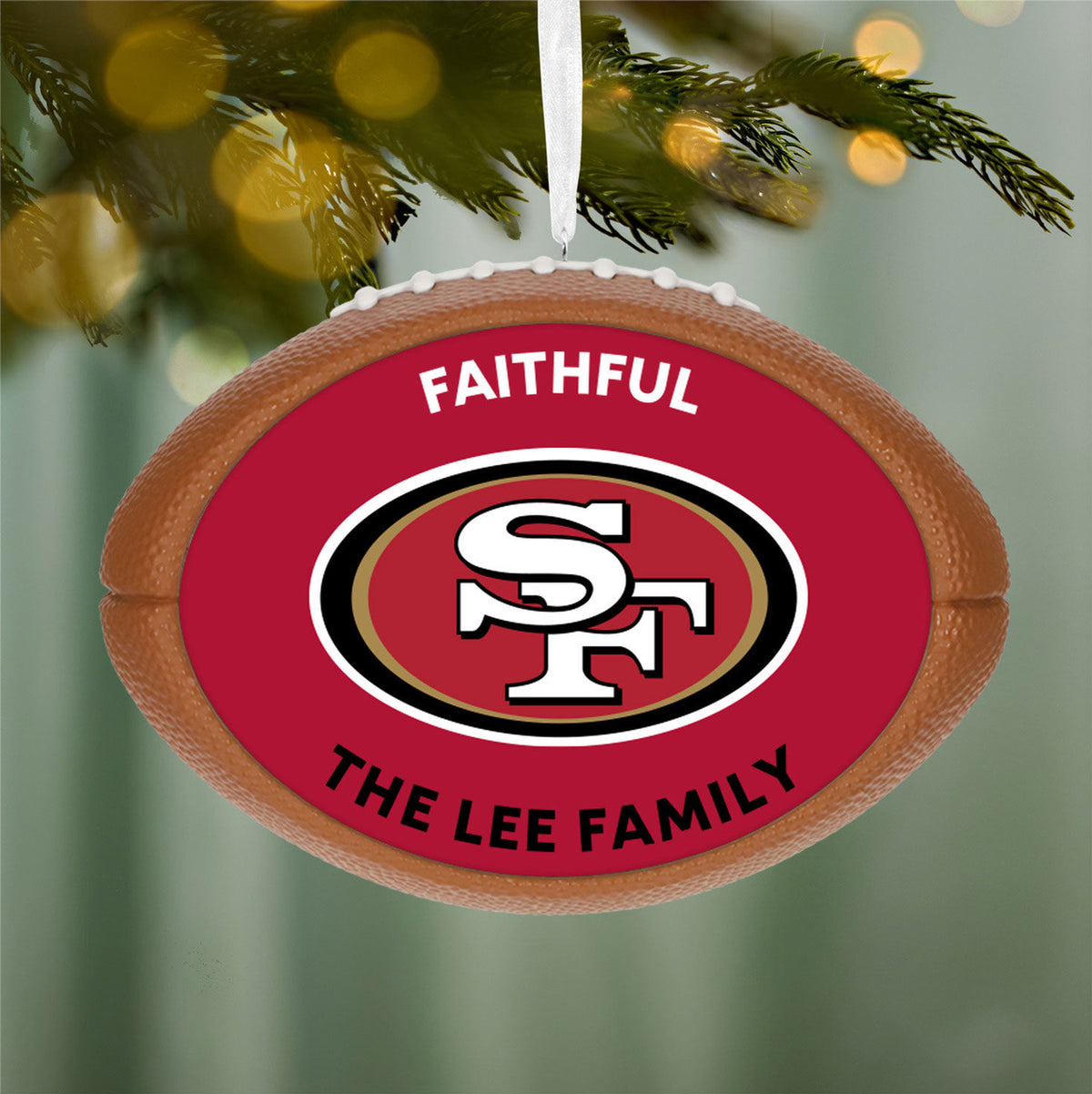 NFL San Francisco 49ers Football Personalized Ornament, Custom Text