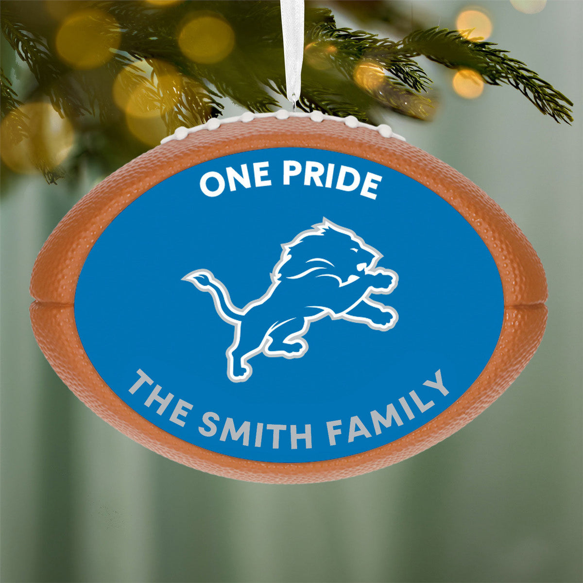 NFL Detroit Lions Football Personalized Ornament, Custom Text