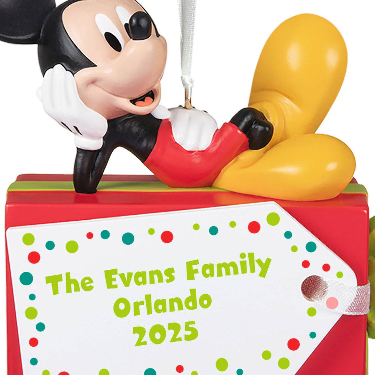 Disney Mickey Mouse Christmas Present Personalized Ornament, Custom Text