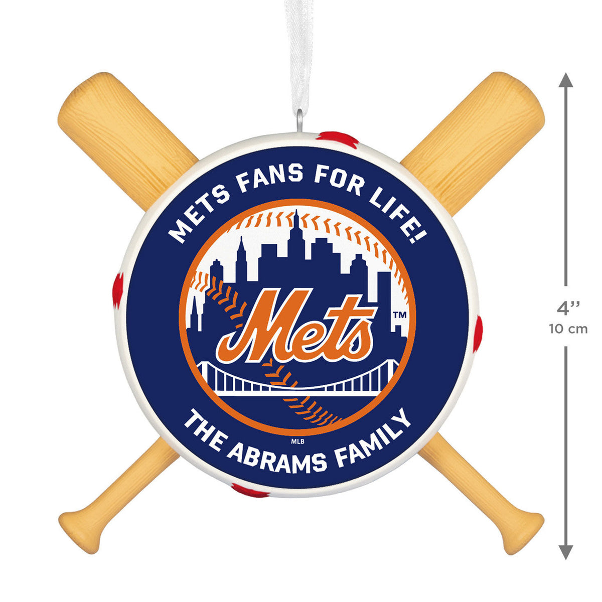 MLB New York Mets™ Baseball Personalized Ornament, Custom Text