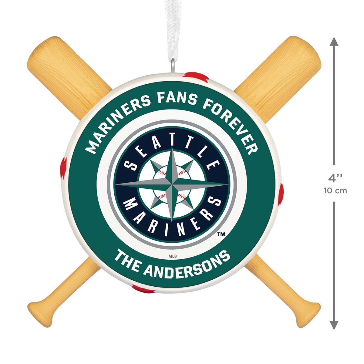MLB Seattle Mariners™ Baseball Personalized Ornament, Custom Text