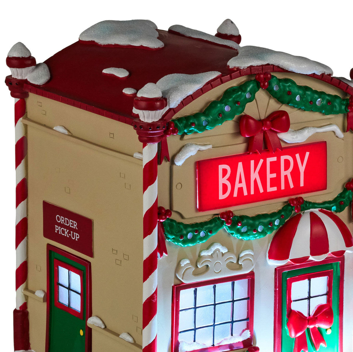 Magic Snowman Village Musical Bakery and Baker Tabletop Decorations With Light, Set of 2